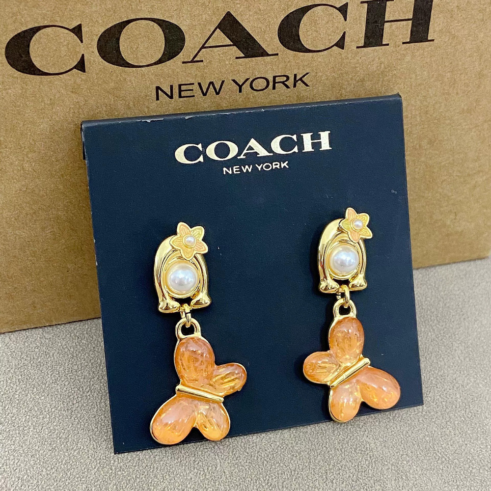 Coach Butterfly Flower Pearl Earrings